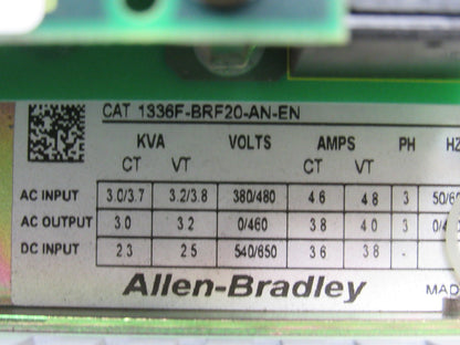 Allen Bradley 1336F-BRF20-AN-EN Ser B 1336 Plus II Adjustable Frequency AC Drive