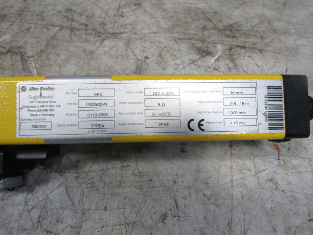 A-B Allen Bradley T4D0900-N Guard Master Safety Light Curtain 900mm Transmitter