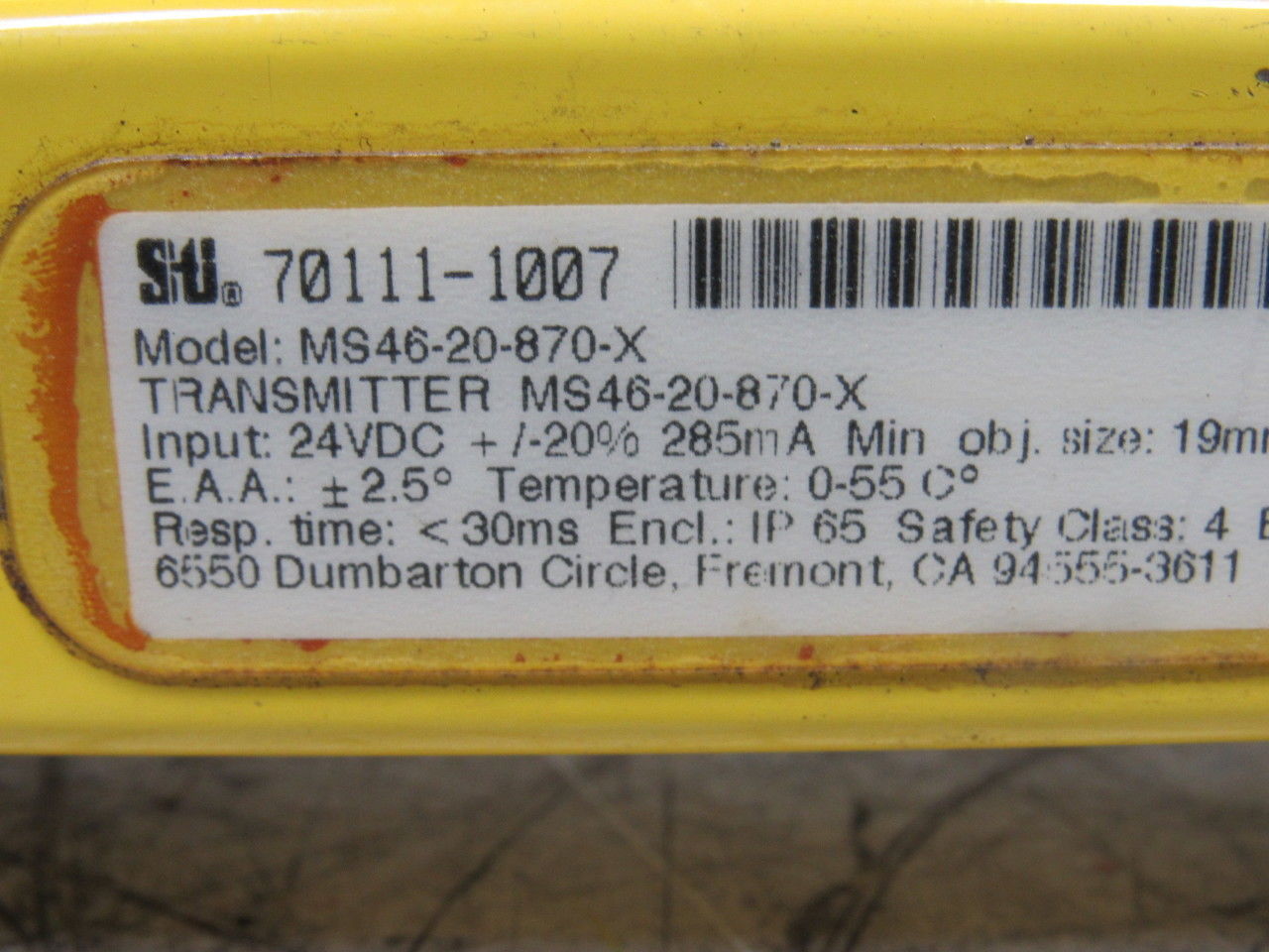STI Mini Safe MS46-20-870-X Light Curtain Sensor Transmitter