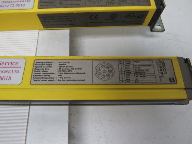 Omron F3S-B362P-D  F3S-B362P-L 35" Light Curtain Set Emitter & Receiver