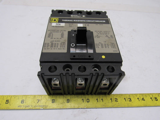 Square D  FHL360301352 30A 600V Thermal Magnetic Circuit Breaker W/Aux Contacts