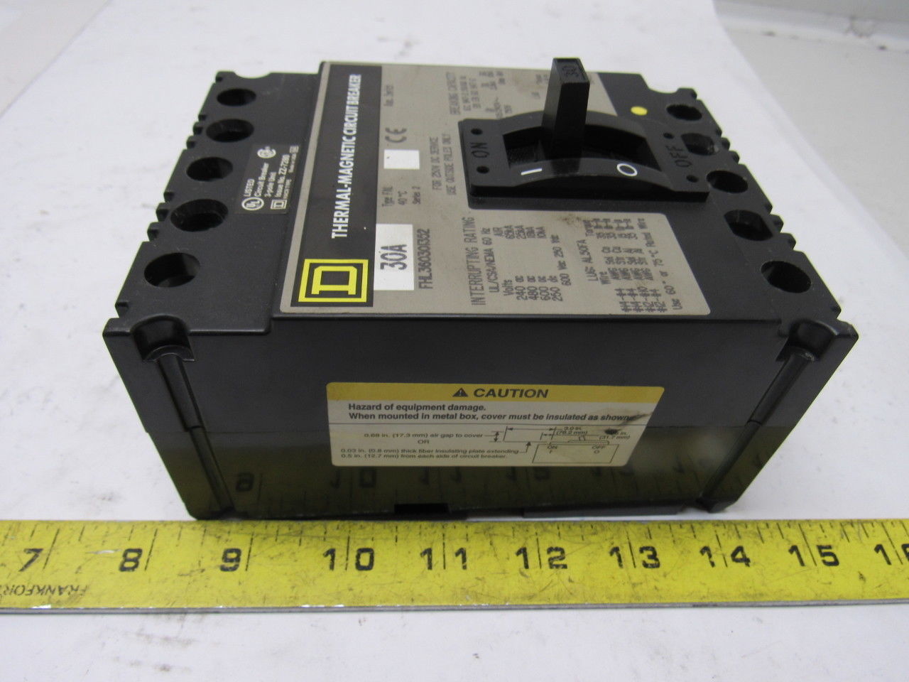 Square D  FHL360301352 30A 600V Thermal Magnetic Circuit Breaker W/Aux Contacts