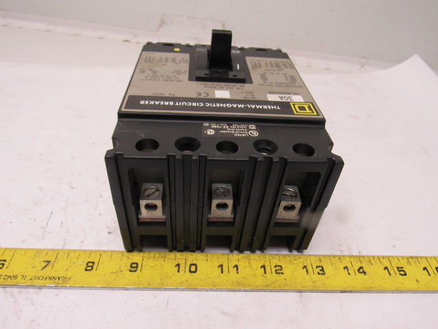 Square D  FHL360301352 30A 600V Thermal Magnetic Circuit Breaker W/Aux Contacts
