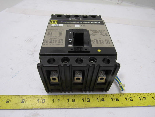 Square D FHL360201352 20A 600V Thermal Magnetic Circuit Breaker W/Aux Contacts
