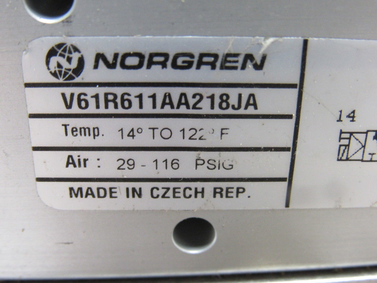 Norgren V61R611AA218JA Double (2) Solenoid Control Air Valve 24VDC W/Manifold