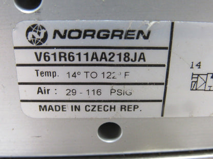 Norgren V61R611AA218JA Double (2) Solenoid Control Air Valve 24VDC W/Manifold