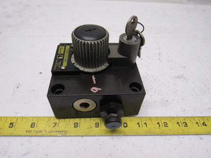 Parker FG3PKCALXBV Locking Flow Control Valve W/ Check And Keys