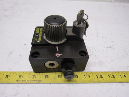 Parker FG3PKCALXBV Locking Flow Control Valve W/ Check And Keys