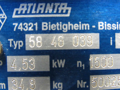 Atlanta Type 58 46 039 39:1 High Performance Gear Box 4.53kW 1500U/min