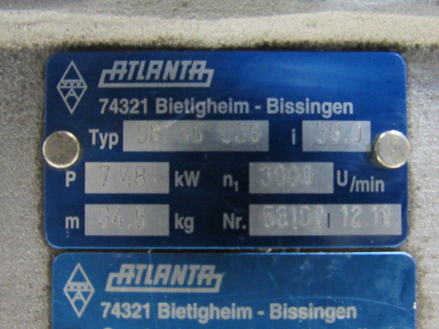 Atlanta Type 58 46 039 39:1 High Performance Gear Box 7.48kW 3000U/min