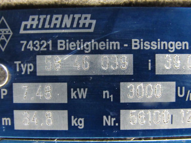 Atlanta Type 58 46 039 39:1 High Performance Gear Box 7.48kW 3000U/min