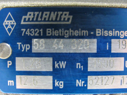 Atlanta 58 44 320 19.5:1 Ratio Gear Box 1.28kW 1500U/min 12.6 Kg