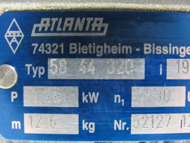 Atlanta 58 44 320 19.5:1 Ratio Gear Box 1.28kW 1500U/min 12.6 Kg