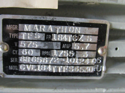 Marathon TFS 5Hp 575V 1750RPM 60Hz Vibra Screw Gyrator Motor On Base