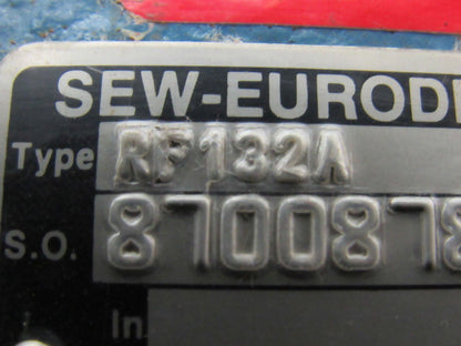 Sew Eurodrive RF132A 7.71:1 Helical Gear Speed Reducer Spline Gear 28K In-Lb