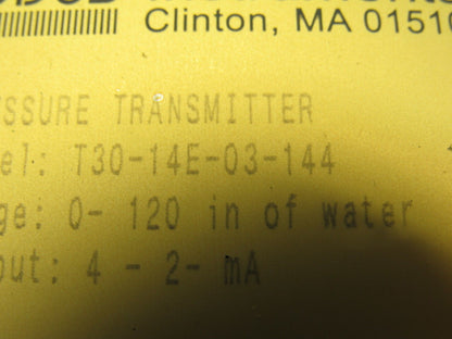 MODUS Instruments Inc. T30-14E-03-144 Pressure Transmitter 0-120in of Water