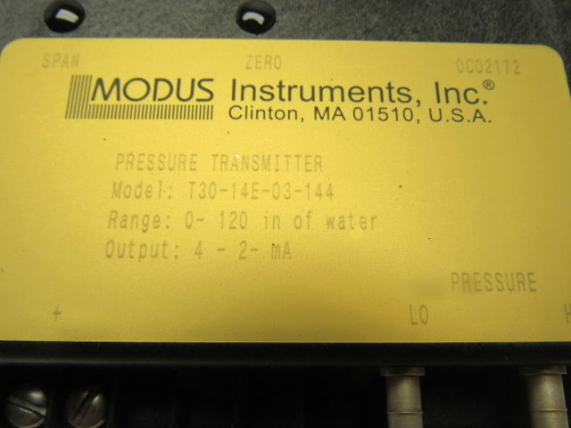 MODUS Instruments Inc. T30-14E-03-144 Pressure Transmitter 0-120in of Water