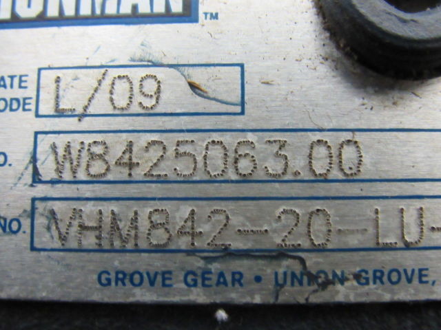 Grove Gear W8425063.00 20:1 7.5Hp 842 RPM Output Right Angle Gear Reducer 4840#