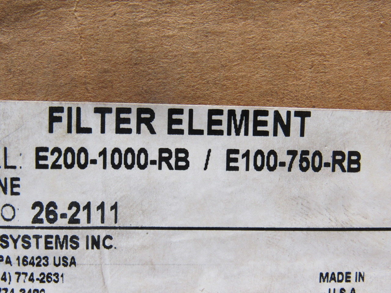 Van Air Systems 26-2111 E200-1000RB/E100-750-RB Filter Element