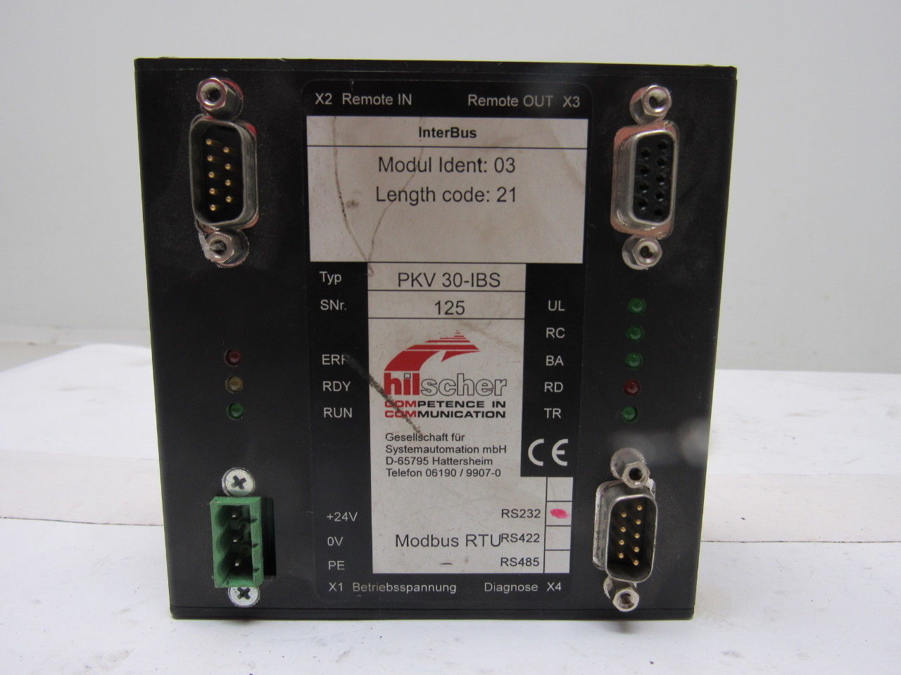 Hilscher PKV30-IBS Interbus Slave Mode RS232 Compro Configurator 21 Code Length