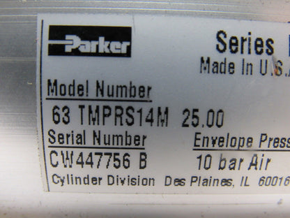 Parker 63 TMPRS14M Series MP 25mm Stroke 63mm Rod Double Acting Rod Cylinder