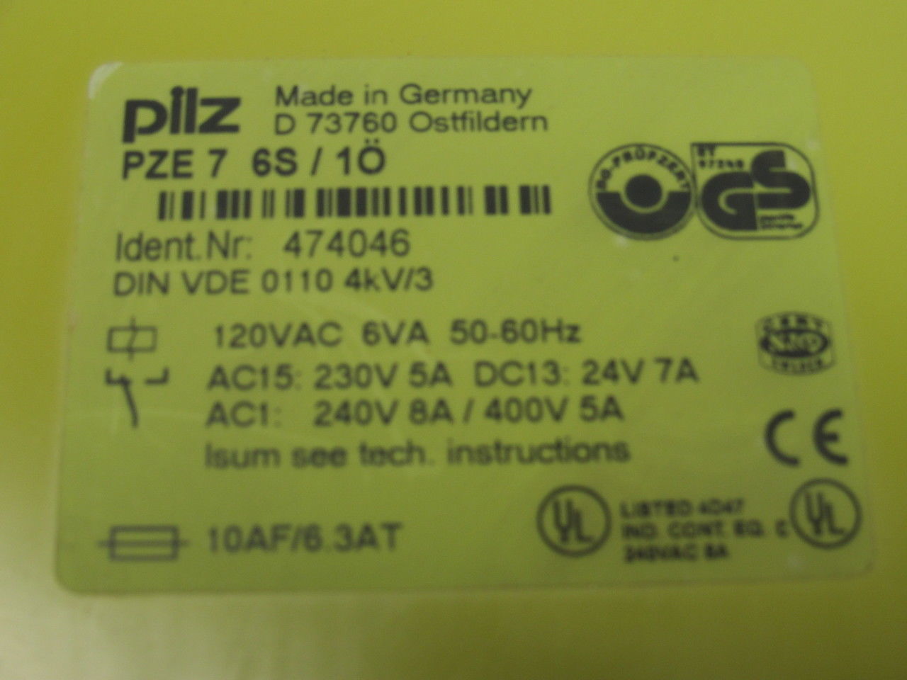 Pilz PZE7 6S/10 Safety Relay Module 24VDC