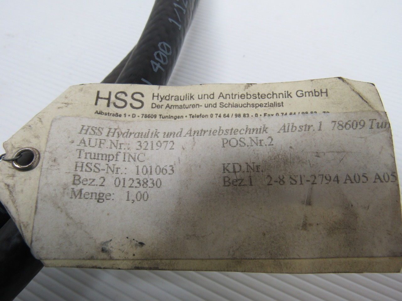 Trumpf 321972 8,0x2794 Hydraulic Hose Assembly Compression Fittings