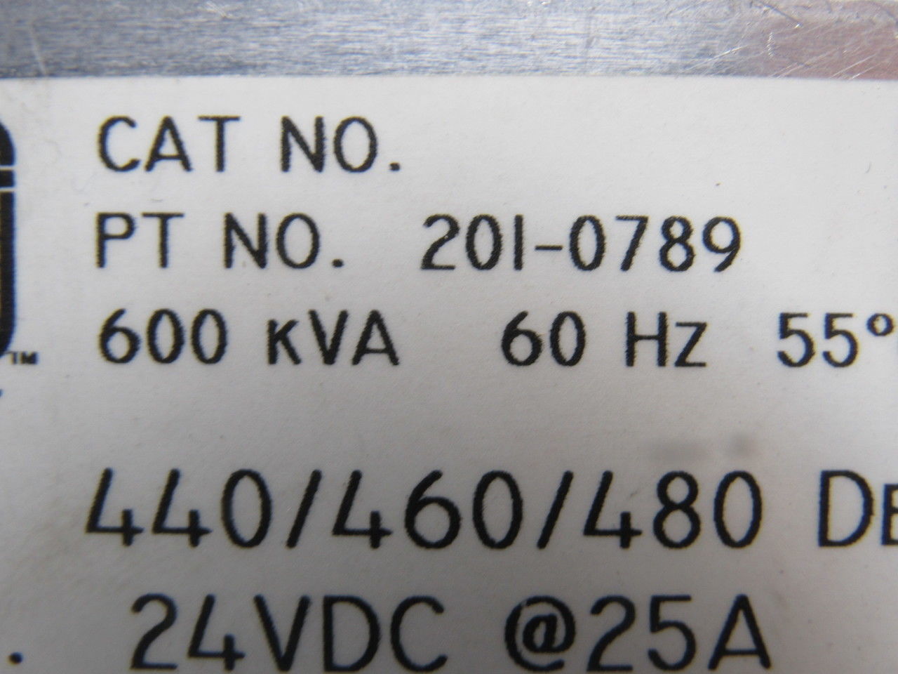 Marelco 201-0789 440-480V Pri 24VDC Sec 600kVA 60Hz Transformer Rectifier
