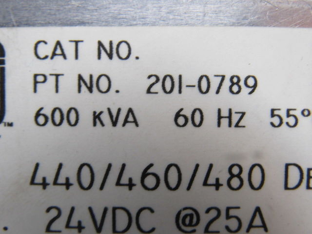 Marelco 201-0789 440-480V Pri 24VDC Sec 600kVA 60Hz Transformer Rectifier