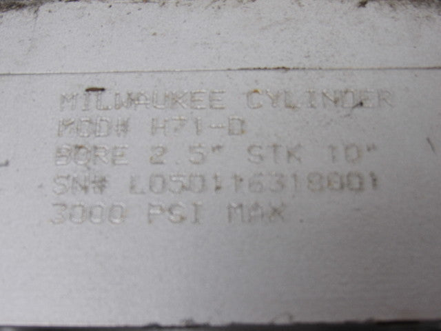 Milwaukee H71-D Pneumatic Air Cylinder 2.5" Bore 10" Stroke Double Rod