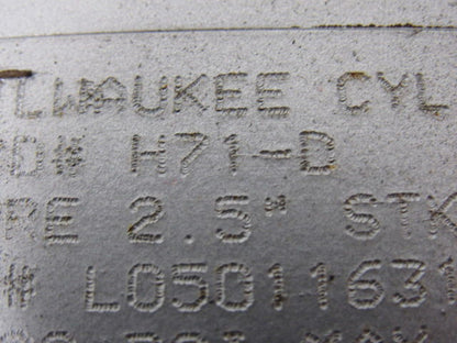 Milwaukee H71-D Pneumatic Air Cylinder 2.5" Bore 10" Stroke Double Rod