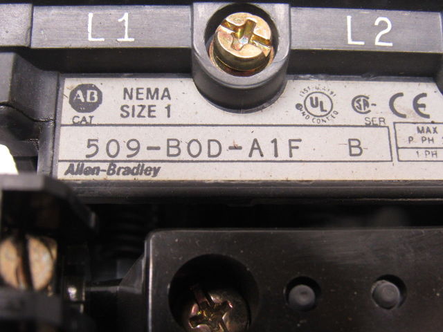Allen Bradley 509-BOD-A1F NEMA 1 Contactor 600V MAX 110V Coil 3.7-12A Trip Range