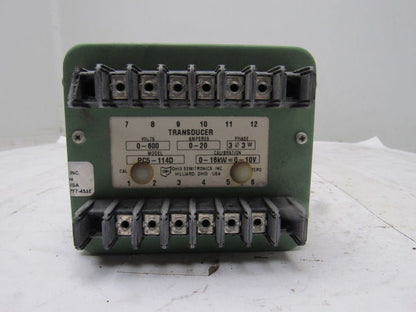 Ohio Semitronics PC5-114D 3PH 3 Wire AC Watt Transducer 600V 20A  0-±10V