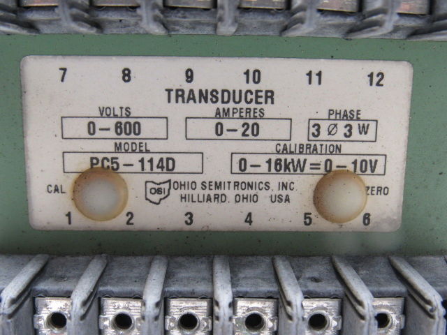 Ohio Semitronics PC5-114D 3PH 3 Wire AC Watt Transducer 600V 20A  0-±10V
