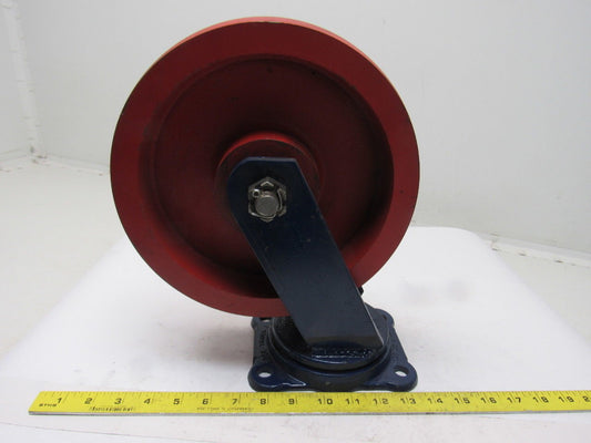 Rose Truck & Caster 2042 2041 10" x3" Cast Iron Crowned Swivel Caster 5x6" Plate