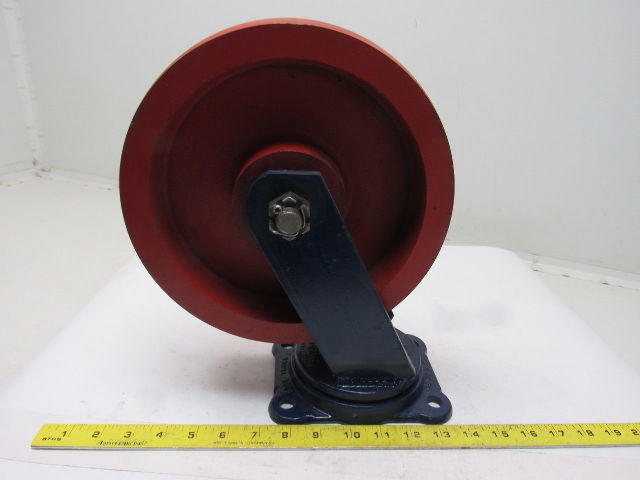 Rose Truck & Caster 2042 2041 10" x3" Cast Iron Crowned Swivel Caster 5x6" Plate