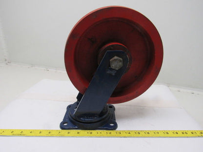 Rose Truck & Caster 2042 2041 10" x3" Cast Iron Crowned Swivel Caster 5x6" Plate