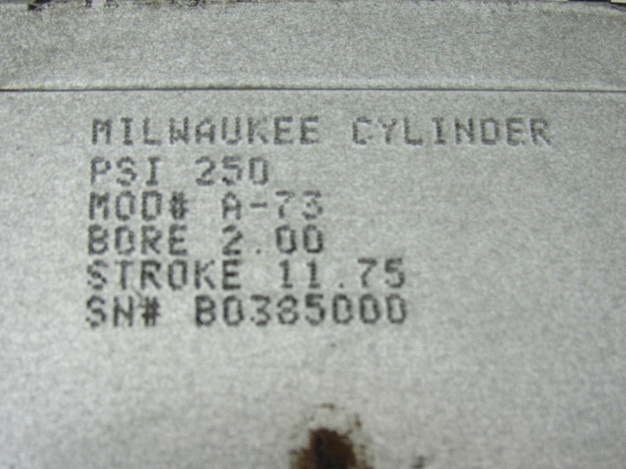 Milwaukee A-73 2" Bore 11-3/4" Stroke 5/8" Rod DBL Acting Air Cylinder 250PSI