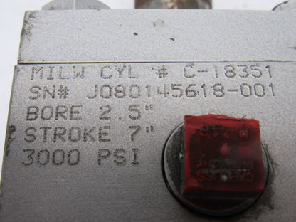 Milwaukee C-18351 2-1/2" Bore 7" Stroke 1-3/8" Rod Trunnion Hydraulic Cylinder