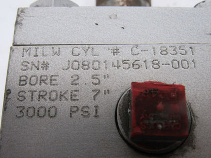 Milwaukee C-18351 2-1/2" Bore 7" Stroke 1-3/8" Rod Trunnion Hydraulic Cylinder