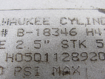 Milwaukee B-18346 2-1/2" Bore 5" Stroke 1" Rod 3000PSI Hydraulic Cylinder