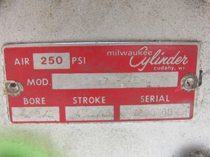 Milwaukee 121-71-24S-2 2-1/2" Bore 4-1/2" Stroke 1" Rod 250PSI Air Cylinder