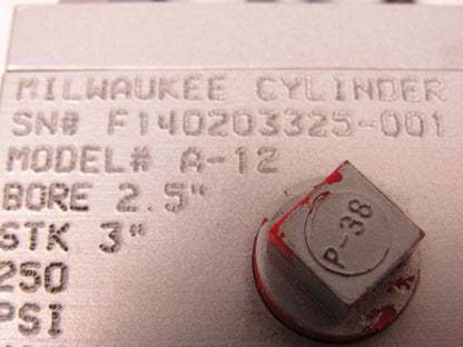 Milwaukee A-12 2-1/2"x 3" Stroke 3/8" Rod 250PSI Extended Tie Rod Air Cylinder