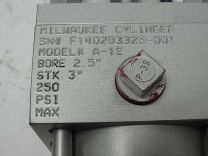 Milwaukee A-12 2-1/2"x 3" Stroke 3/8" Rod 250PSI Extended Tie Rod Air Cylinder