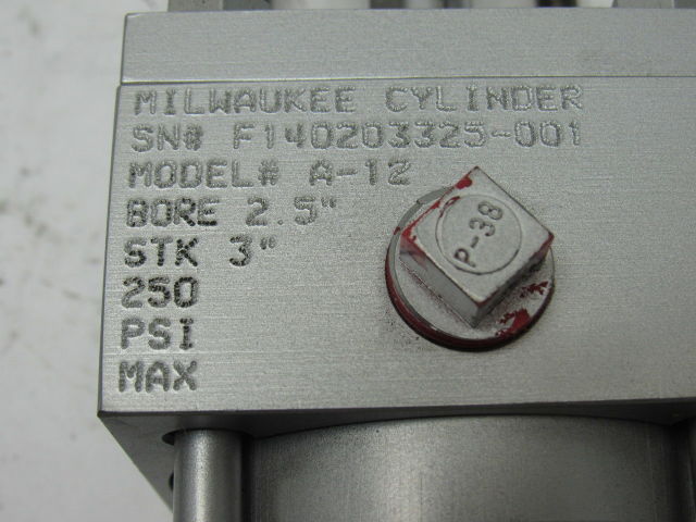 Milwaukee A-12 2-1/2"x 3" Stroke 3/8" Rod 250PSI Extended Tie Rod Air Cylinder