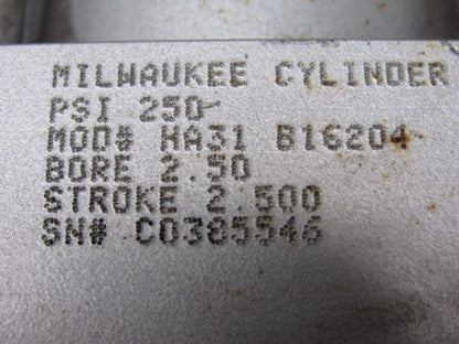 Milwaukee HA31 2-1/2" Bore 2-1/2" Stroke Bump Lift Air Cylinder 250PSI