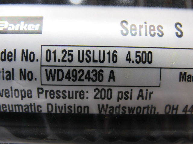 Parker 01.25 USLU16 4.500 Pneumatic Air Cylinder Bore 1-1/4" Stroke 4-1/2"