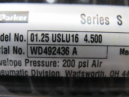 Parker 01.25 USLU16 4.500 Pneumatic Air Cylinder Bore 1-1/4" Stroke 4-1/2"