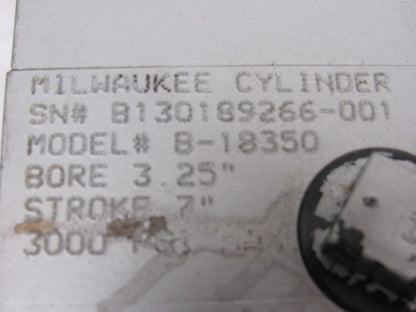 Milwaukee B-18350 3-1/4" Bore 7" Stroke 1-3/8" Rod 3000PSI Hydraulic Cylinder