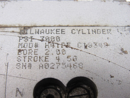 Milwaukee H41PF 2" Bore 4-1/2" Stroke 1" Rod 3000 PSI Hydraulic Cylinder